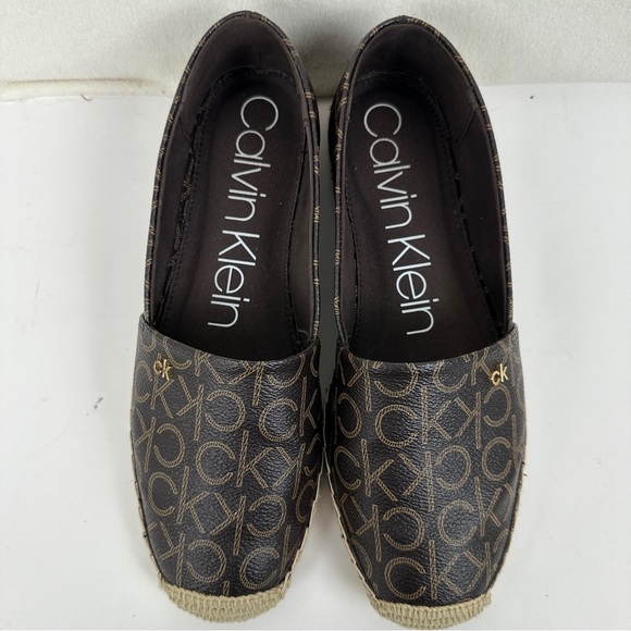 CALVIN KLEIN Women's Vez CK Monogram Espadrilles Size 8.5 Espresso Rubber - Picture 5 of 10